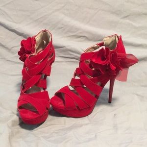 Red velvety heels